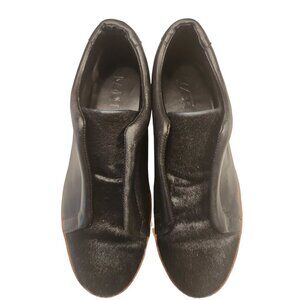 M4D3 Women's Size 10 Super Platform Shoes Black Leather Slip-On Sneakers